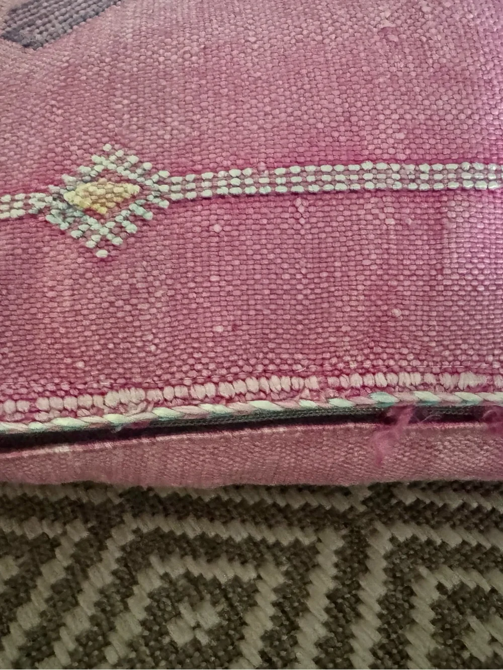 Vintage Pink,Moroccan Cactus Silk Pillow, Handmade Sabra Throw Pillow